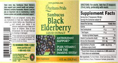 Sambucus Black Elderberry Liquid Extract label
