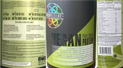 Vegan Plant Based Protein label