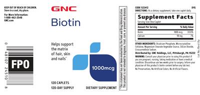 Biotin 1000 mcg label