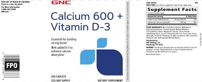 Calcium 600 + Vitamin D-3 label