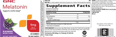 Melatonin Gummies 5 mg Blackberry label
