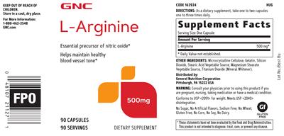 L-Arginine 500 mg label