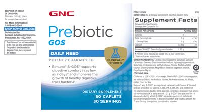 Prebiotic GOS label