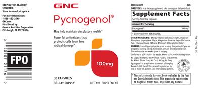 Pycnogenol 100 mg label