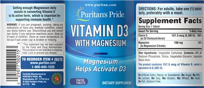 Vitamin D3 with Magnesium label