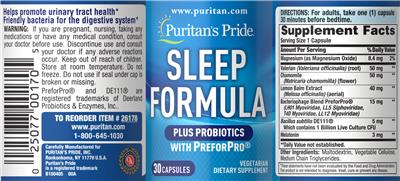 Sleep Formula label
