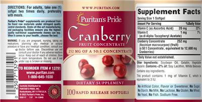 Cranberry Fruit Concentrate label