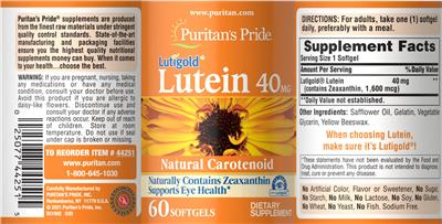 Lutigold Lutein 40 mg label