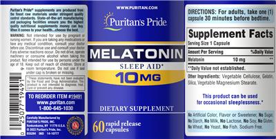 Melatonin 10 mg label