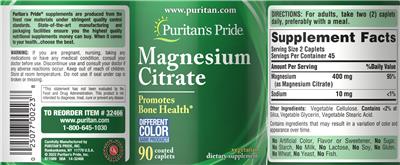 Magnesium Citrate label