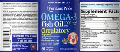 Omega-3 Fish Oil 1000 mg Plus Circulatory Support label