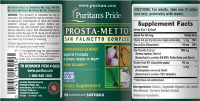 Prosta-Metto Saw Palmetto Complex label