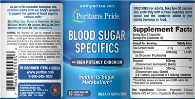 Blood Sugar Specifics label