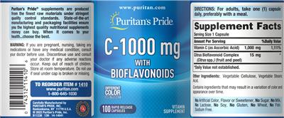 C-1000 mg with Bioflavonoids label