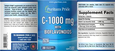 C-1000 mg with Bioflavonoids label