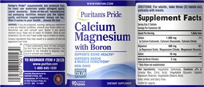 Calcium Magnesium with Boron label