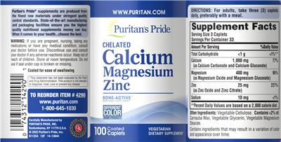 Chelated Calcium Magnesium Zinc label