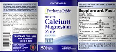 Chelated Calcium Magnesium Zinc label
