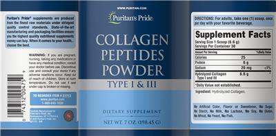 Collagen Peptides Powder Type I & III label
