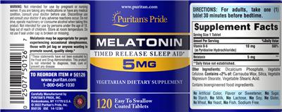 Melatonin 5 mg label