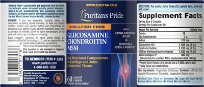 Glucosamine Chondroitin MSM label