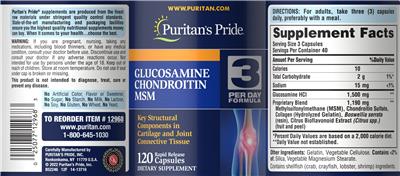 Glucosamine Chondroitin MSM label