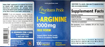 L-Arginine 1000 mg label