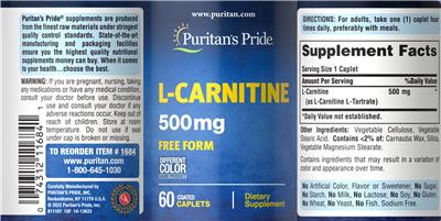 L-Carnitine 500 mg label