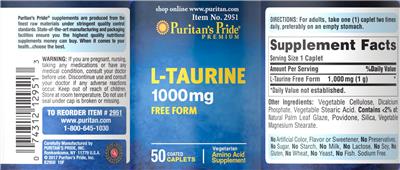 L-Taurine 1000 mg label