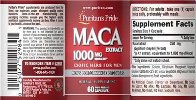 Maca Extract label