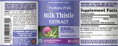 Milk Thistle Extract label