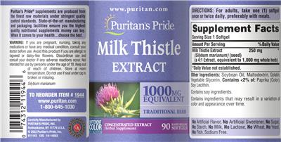 Milk Thistle Extract label