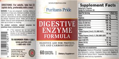 Digestive Enzyme Formula label