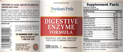Digestive Enzyme Formula label