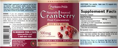 Cranberry Fruit Concentrate label