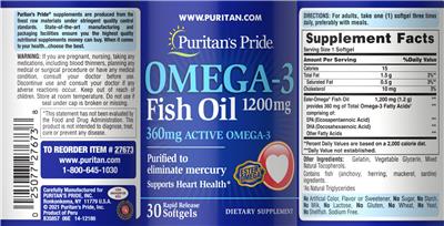 Omega-3 Fish Oil 1200 mg label