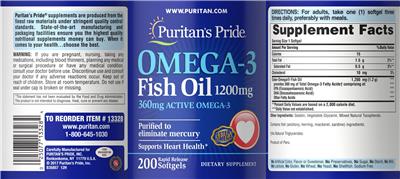 Omega-3 Fish Oil 1200 mg label