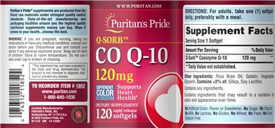 Q-Sorb Co Q-10 120 mg label