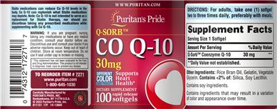 Q-Sorb Co Q-10 30 mg label