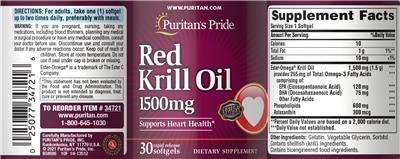 Red Krill Oil 1500 mg label