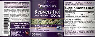 Resveratrol 100 mg label