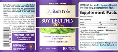 Soy Lecithin 1200 mg label