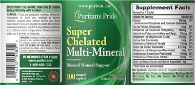 Super Chelated Multi-Mineral label