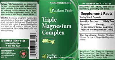 Triple Magnesium Complex 400 mg label