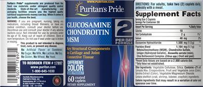 Glucosamine Chondroitin MSM label