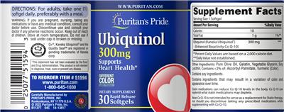 Ubiquinol 300 mg label
