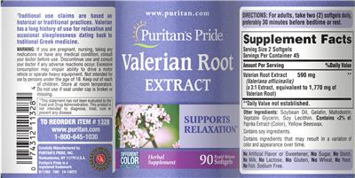 Valerian Root Extract label