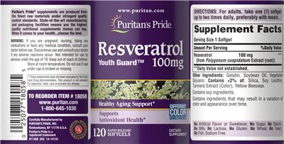 Resveratrol 100 mg label