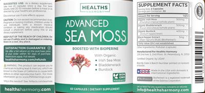 Advanced Sea Moss label