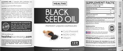 Black Seed Oil label